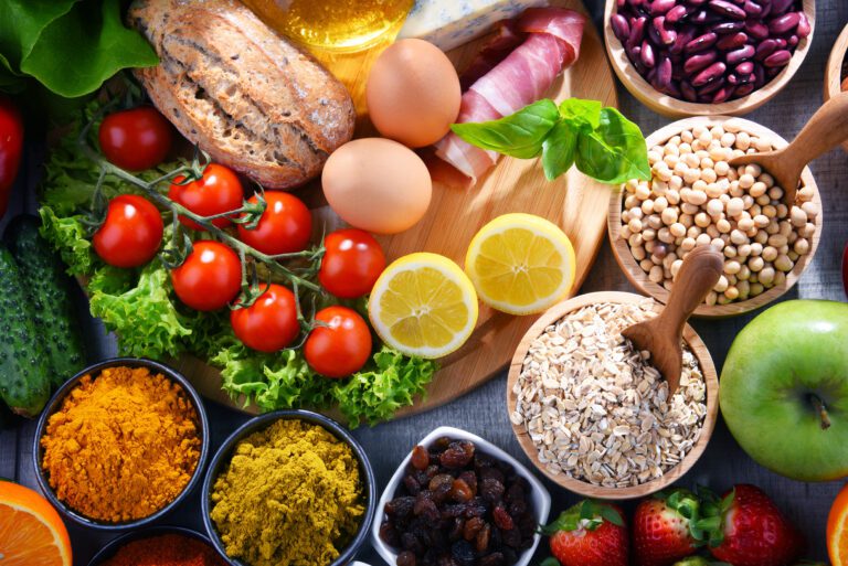 Assorted organic food products on the table